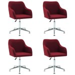 Vidaxl 4 pcs chaises pivotantes de salle à manger rouge bordeaux tissu Vidaxl 4 pcs chaises pivotantes de salle à manger rouge bordeaux tissu