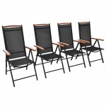 Vidaxl 4 pcs chaises pliables de jardin aluminium et textilne noir