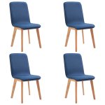 Vidaxl 4 pcs chaises de salle  manger bleu tissu et chne massif