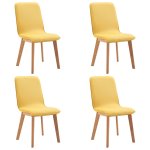 Vidaxl 4 pcs chaises de salle  manger jaune tissu et chne massif