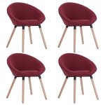 Vidaxl 4 pcs chaises de salle  manger rouge bordeaux tissu
