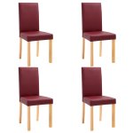Vidaxl 4 pcs chaises de salle  manger rouge similicuir