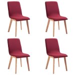 Vidaxl 4 pcs chaises de salle  manger rouge tissu et chne massif