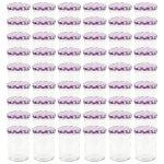 Vidaxl 48 pcs pots  confiture couvercle blanc et violet verre 400 ml