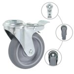 Vidaxl 4pcs roulettes pivotantes  trou de boulon  double frein 100mm