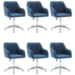 Vidaxl 6 pcs chaises pivotantes de salle à manger bleu tissu Vidaxl 6 pcs chaises pivotantes de salle à manger bleu tissu