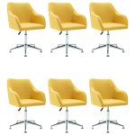 Vidaxl 6 pcs chaises pivotantes de salle à manger jaune tissu Vidaxl 6 pcs chaises pivotantes de salle à manger jaune tissu