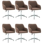 Vidaxl 6 pcs chaises pivotantes de salle à manger marron tissu Vidaxl 6 pcs chaises pivotantes de salle à manger marron tissu