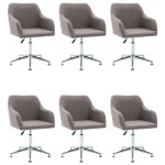 Vidaxl 6 pcs chaises pivotantes de salle à manger taupe tissu Vidaxl 6 pcs chaises pivotantes de salle à manger taupe tissu