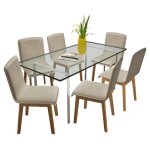 Vidaxl 6 pcs chaises de salle  manger beige tissu et chne massif