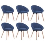 Vidaxl 6 pcs chaises de salle  manger bleu tissu