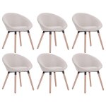 Vidaxl 6 pcs chaise de salle  manger crme tissu