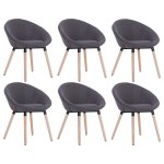 Vidaxl 6 pcs chaise de salle  manger gris fonc tissu