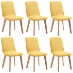 Vidaxl 6 pcs chaises de salle  manger jaune tissu et chne massif