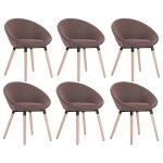 Vidaxl 6 pcs chaises de salle  manger marron tissu