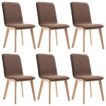 Vidaxl 6 pcs chaises de salle  manger marron tissu et chne massif