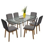 Vidaxl 6pcs chaises de salle  manger gris clair tissu et chne massif