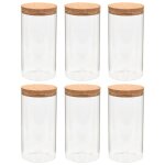 Vidaxl 6pcs pots de conservation en verre et couvercle en lige 1100ml