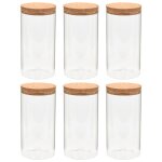 Vidaxl 6pcs pots de conservation en verre et couvercle en li�ge 1400ml