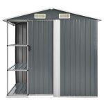 Vidaxl abri de jardin avec étagère gris 205x130x183 cm fer Vidaxl abri de jardin avec étagère gris 205x130x183 cm fer