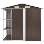 Vidaxl abri de jardin avec étagère marron 205x130x183 cm fer Vidaxl abri de jardin avec étagère marron 205x130x183 cm fer