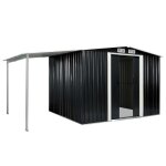 Vidaxl abri de jardin avec portes anthracite 386x205x178 cm acier