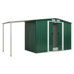 Vidaxl abri de jardin avec porte coulissante vert 386x131x178 cm acier