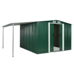 Vidaxl abri de jardin  portes coulissantes vert 386x259x178 cm acier