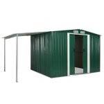Vidaxl abri de jardin avec portes vert 386x205x178 cm acier