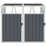 Vidaxl abri de poubelle double gris 143x81x121 cm acier Vidaxl abri de poubelle double gris 143x81x121 cm acier