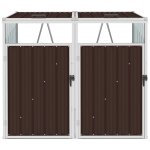 Vidaxl abri de poubelle double marron 143x81x121 cm acier Vidaxl abri de poubelle double marron 143x81x121 cm acier