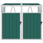 Vidaxl abri de poubelle double vert 143x81x121 cm acier Vidaxl abri de poubelle double vert 143x81x121 cm acier