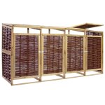 Vidaxl abri de poubelle quadruple pinde et osier