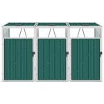 Vidaxl abri de poubelle triple vert 213x81x121 cm acier