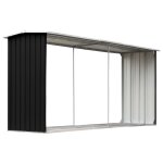 Vidaxl abri de stockage  bois acier galvanis 330x92x153cm anthracite