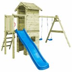 Vidaxl aire de jeu avec chelle, toboggan et balanoires bois