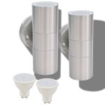 Vidaxl applique murale led d'extrieur 2 pcs acier inoxydable haut bas