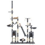Vidaxl arbre  chat et griffoirs 230 - 250 cm empreintes de pattes gris