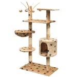 Vidaxl arbre  chat et griffoir sisal 125 cm empreintes de pattes beige