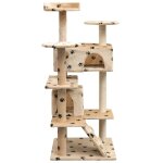 Vidaxl arbre  chat et griffoir sisal 125cm empreintes de pattes beige