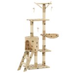 Vidaxl arbre  chat avec griffoir en sisal 138cm beige motif de pattes