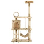 Vidaxl arbre  chat avec griffoir en sisal 140cm beige motif de pattes
