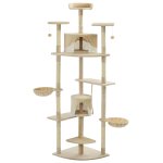 Vidaxl arbre  chat avec griffoirs en sisal 203 cm beige et blanc