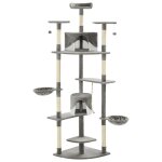 Vidaxl arbre  chat avec griffoirs en sisal 203 cm gris et blanc