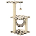 Vidaxl arbre  chat avec griffoirs en sisal 65 cm beige motif pattes