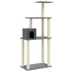 Vidaxl arbre � chat avec griffoirs en sisal gris fonc� 147 cm