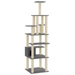 Vidaxl arbre � chat avec griffoirs en sisal gris fonc� 183 cm