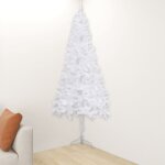 Vidaxl arbre de nol artificiel d'angle avec led blanc 150 cm pvc