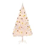Vidaxl arbre de nol artificiel avec boules et led blanc 210 cm