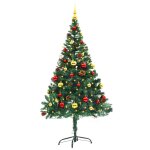 Vidaxl arbre de nol artificiel avec boules et led vert 150 cm
